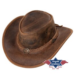 Stars&Stripes Western Hat Crazy Horse  - waxed, brown split leather