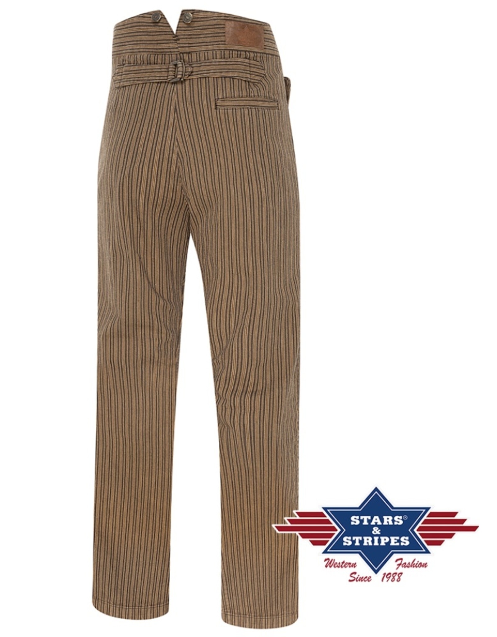 Stars&Stripes Leren riemen en buckles - Westernbroek in Oude Stijl "Frankie"