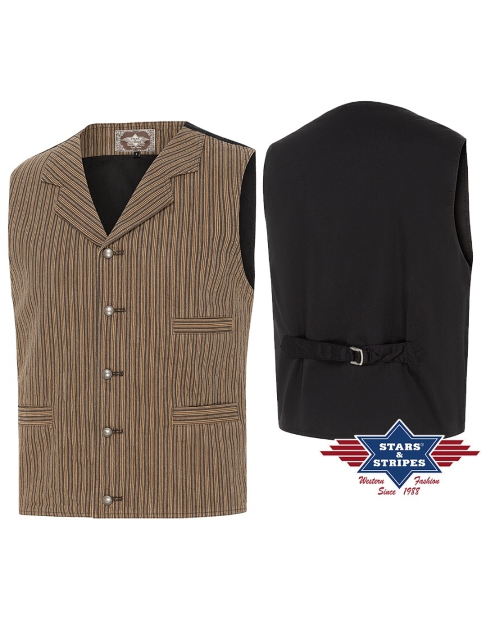 Acco Leren riemen en buckles - Stars & Stripes - Old Western Style Vest Earl - Maat XL