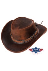 Stars&Stripes Leather belts and buckles - Western Leather Hat Stars & Stripes BUTCH rust brown