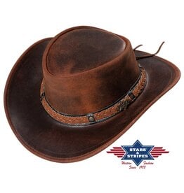 Stars&Stripes Western Lederen Hoed Stars & Stripes BUTCH roestbruin