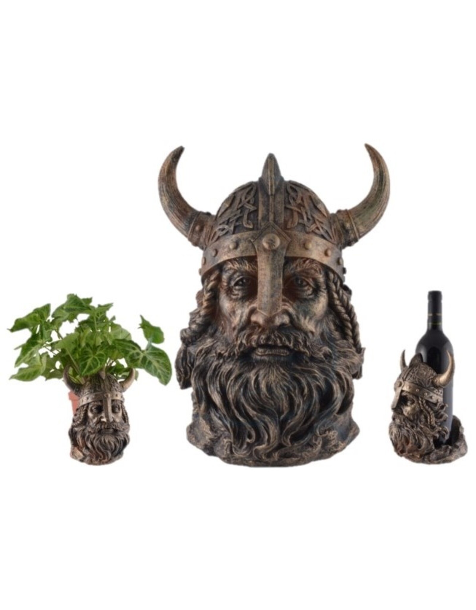 VG Giftware, beelden, collectables - Viking head bottle holder-flower holder