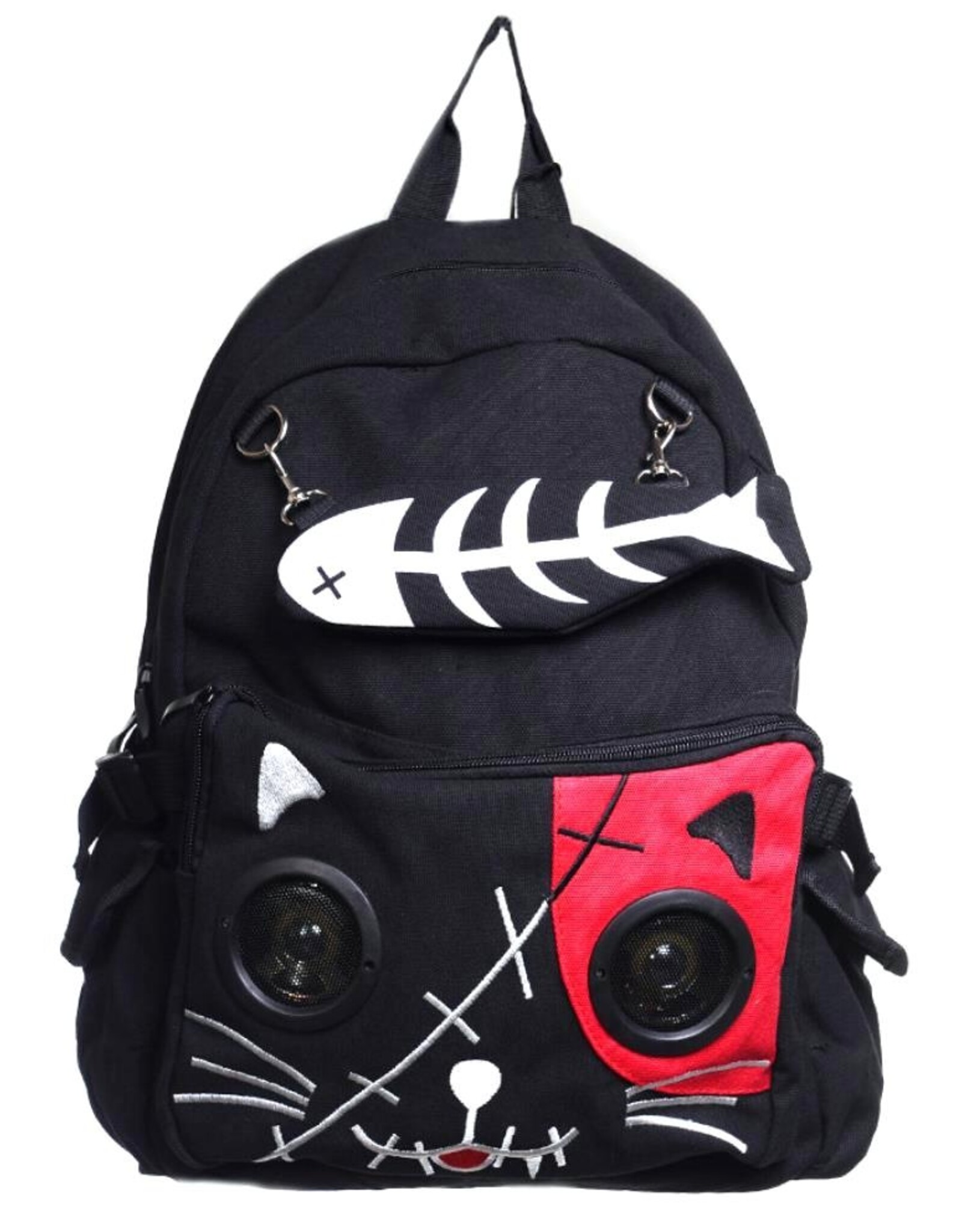 Banned Backpacks - Banned Kitty Backpack with Speakers Black-Red