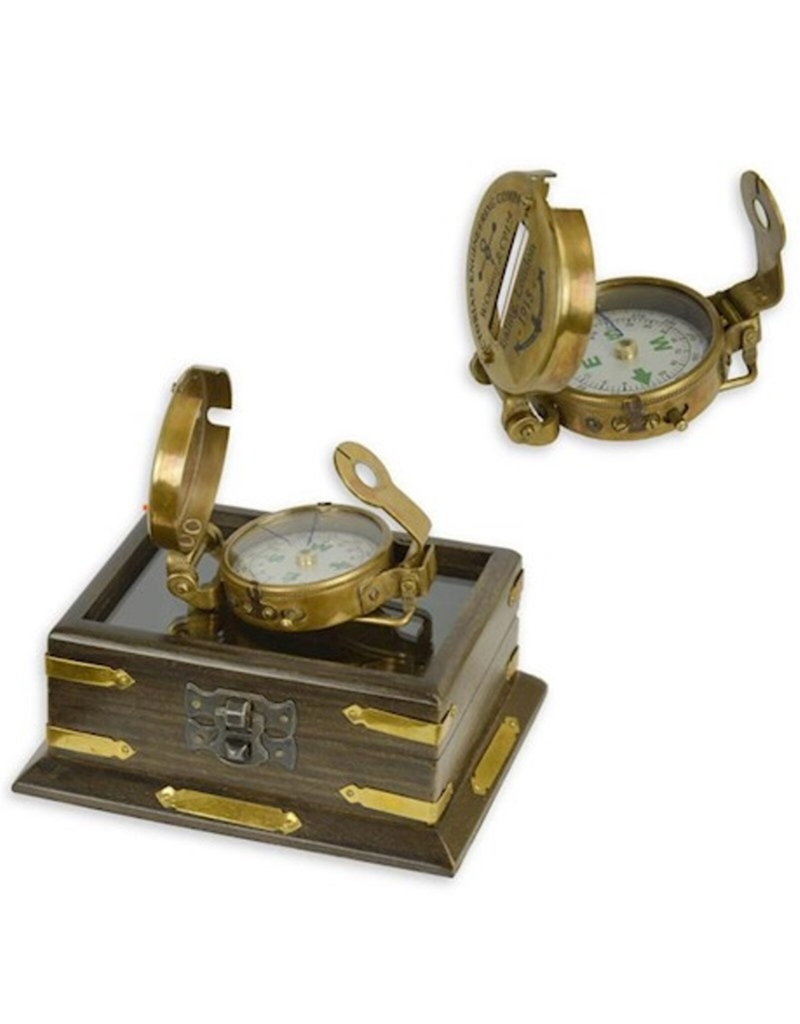 Trukado Miscellaneous - Compass in wooden box with glass lid