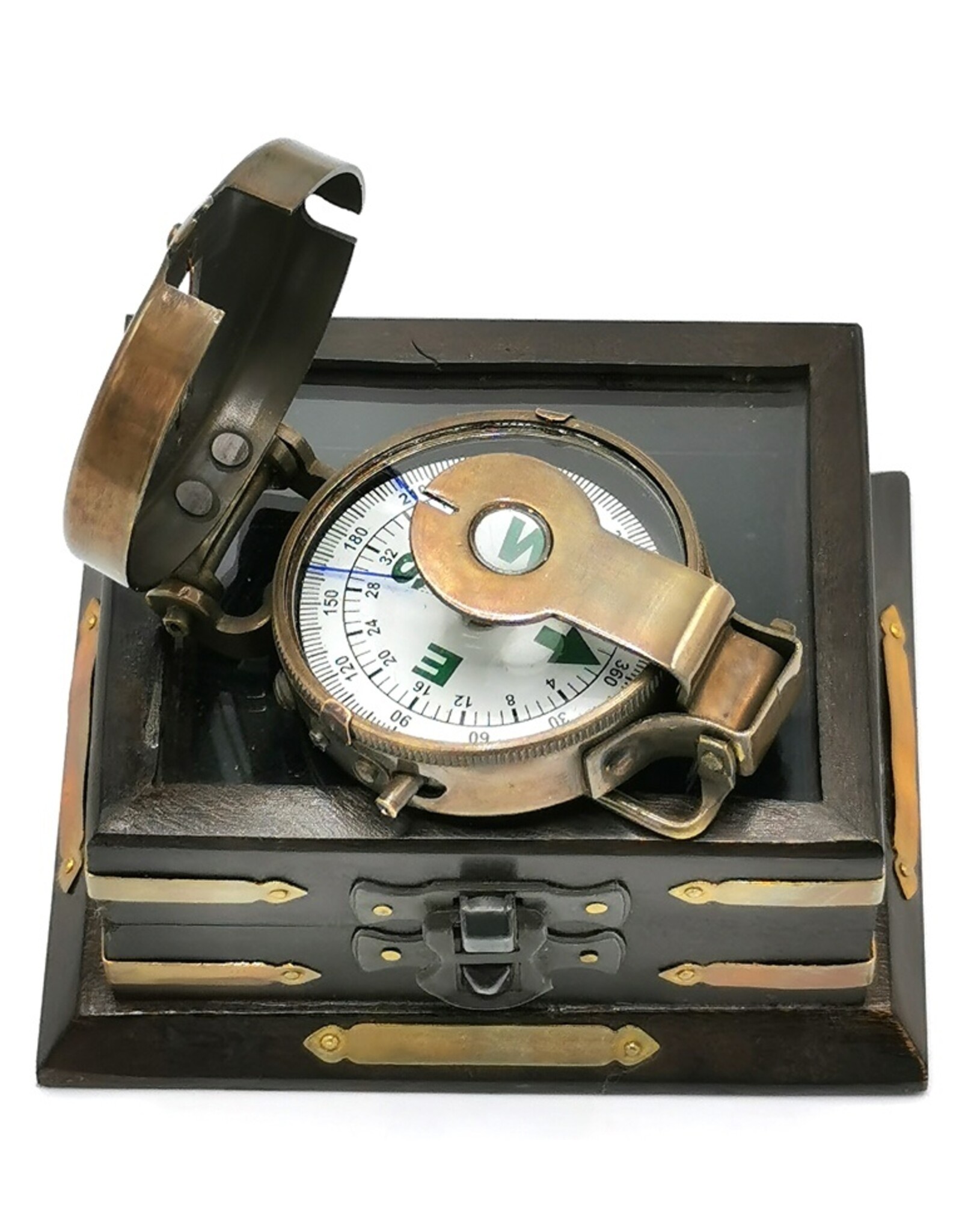 Trukado Miscellaneous - Compass in wooden box with glass lid