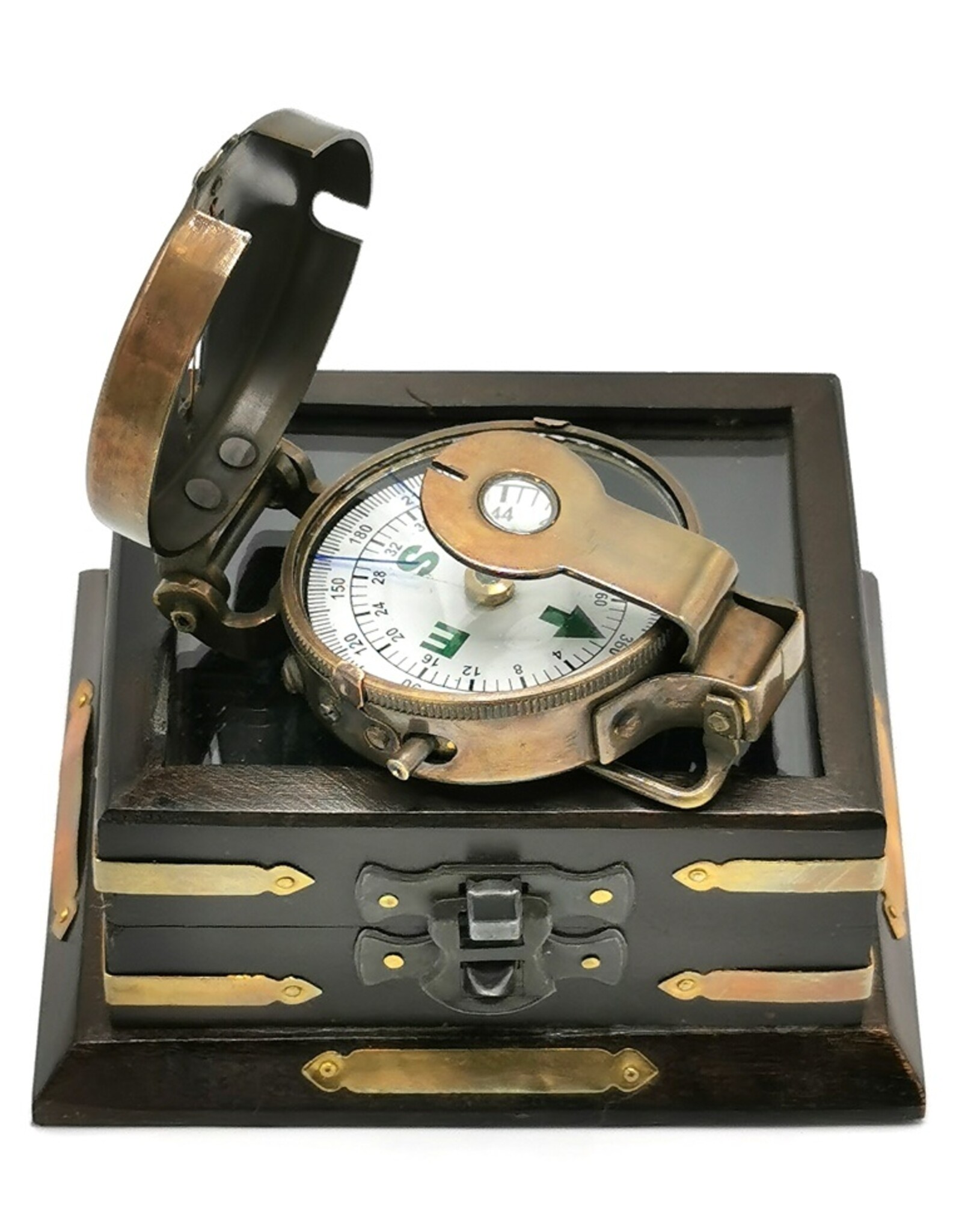 Trukado Miscellaneous - Compass in wooden box with glass lid