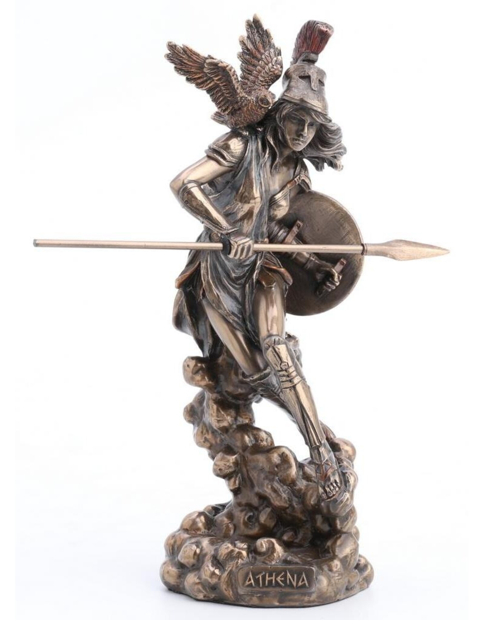 Veronese Design Giftware Figurines Collectables - Athena wielding spear Greek Goddess of Wisdom and War bronzed figurine