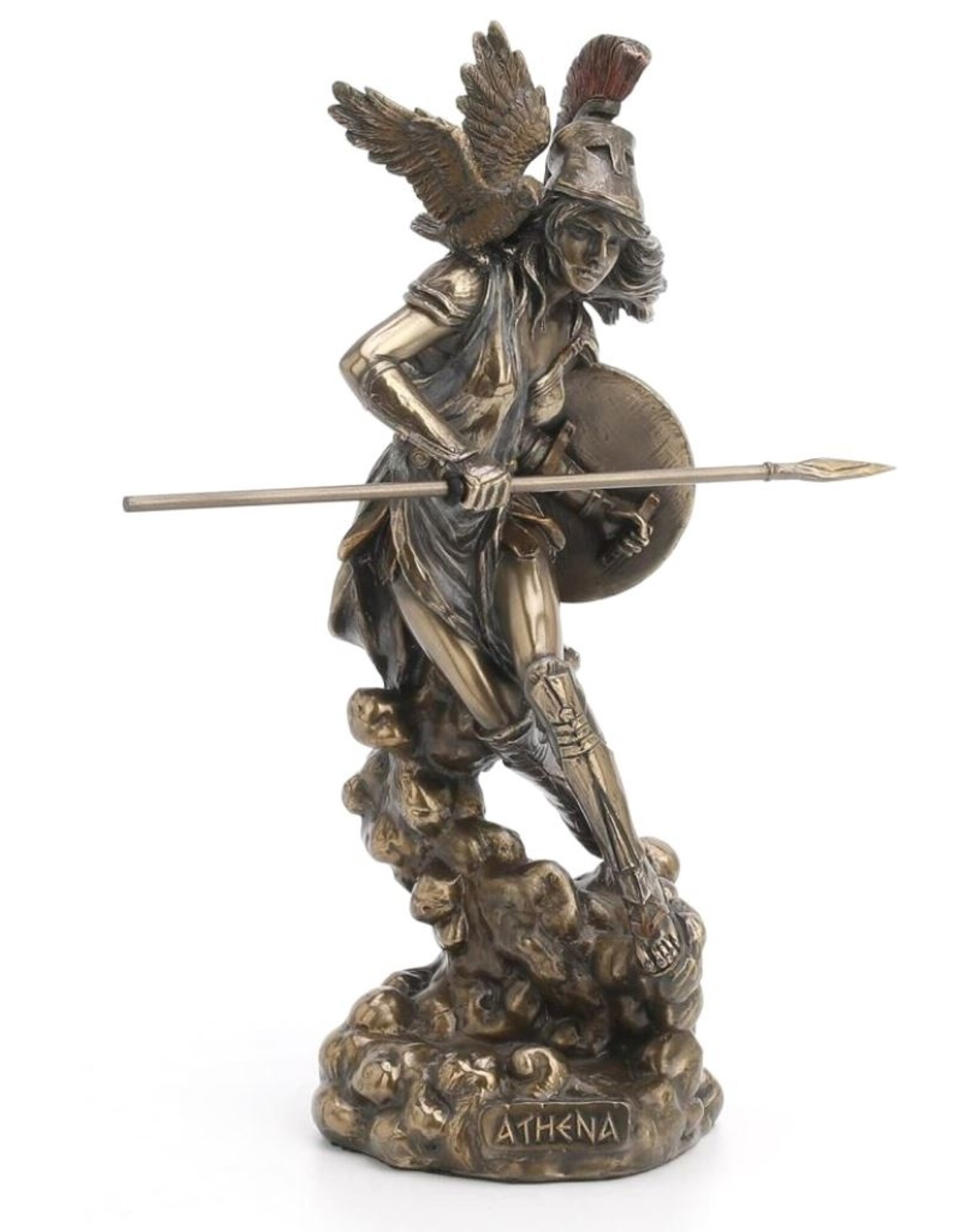 Veronese Design Giftware Beelden Collectables  - Athene met Speer Griekse Godin van de Wijsheid en Oorlog gebronsd beeld