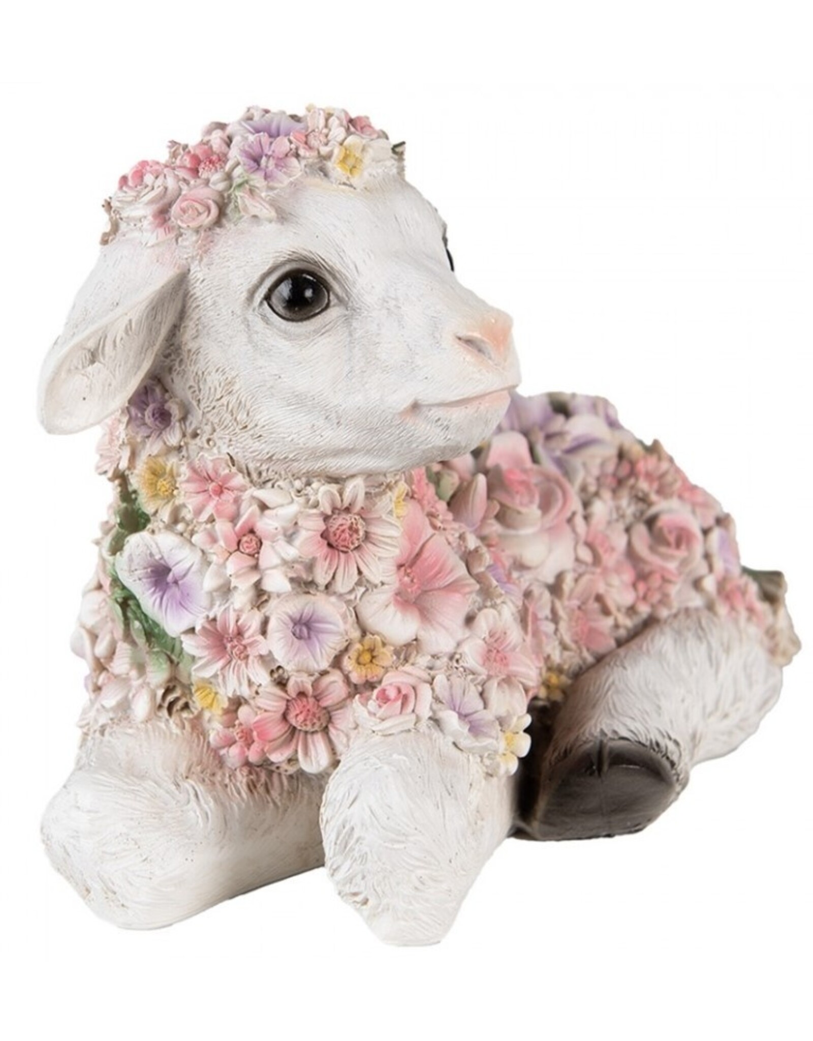 C&E Giftware & Lifestyle - Lying Sheep Decorated with Pink Flowers figurine