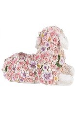 C&E Giftware & Lifestyle - Liggend Schaap Versiert met Roze Bloemen beeldje