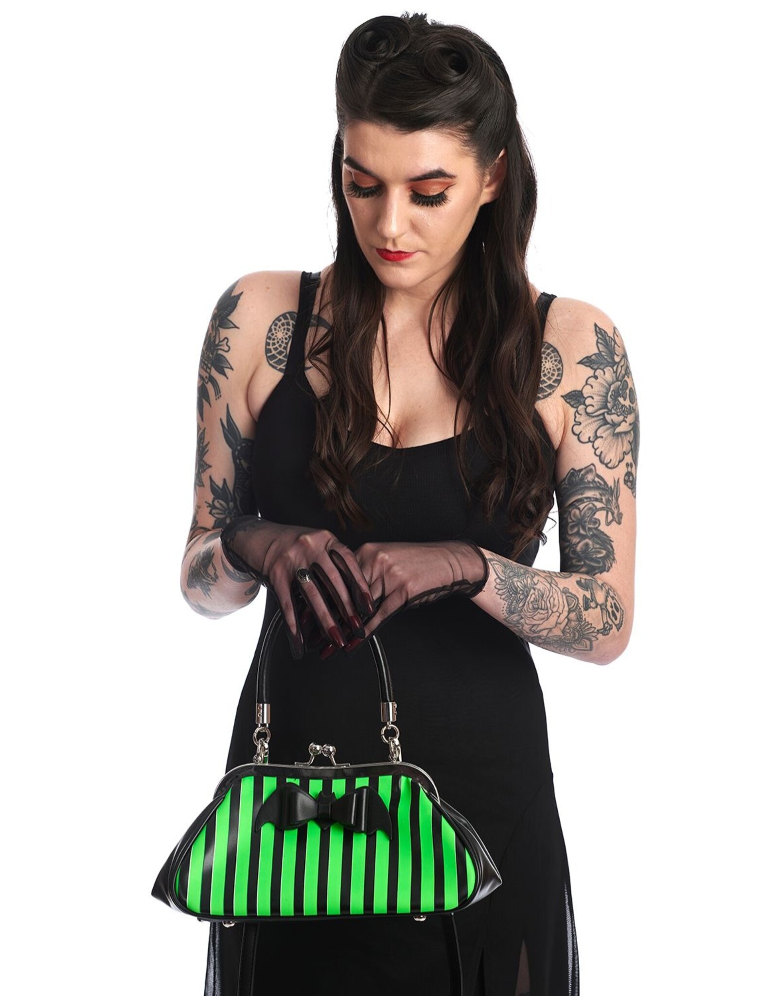 Banned Retro bags Vintage bags - Banned Night of Mystery Handbag Green-black