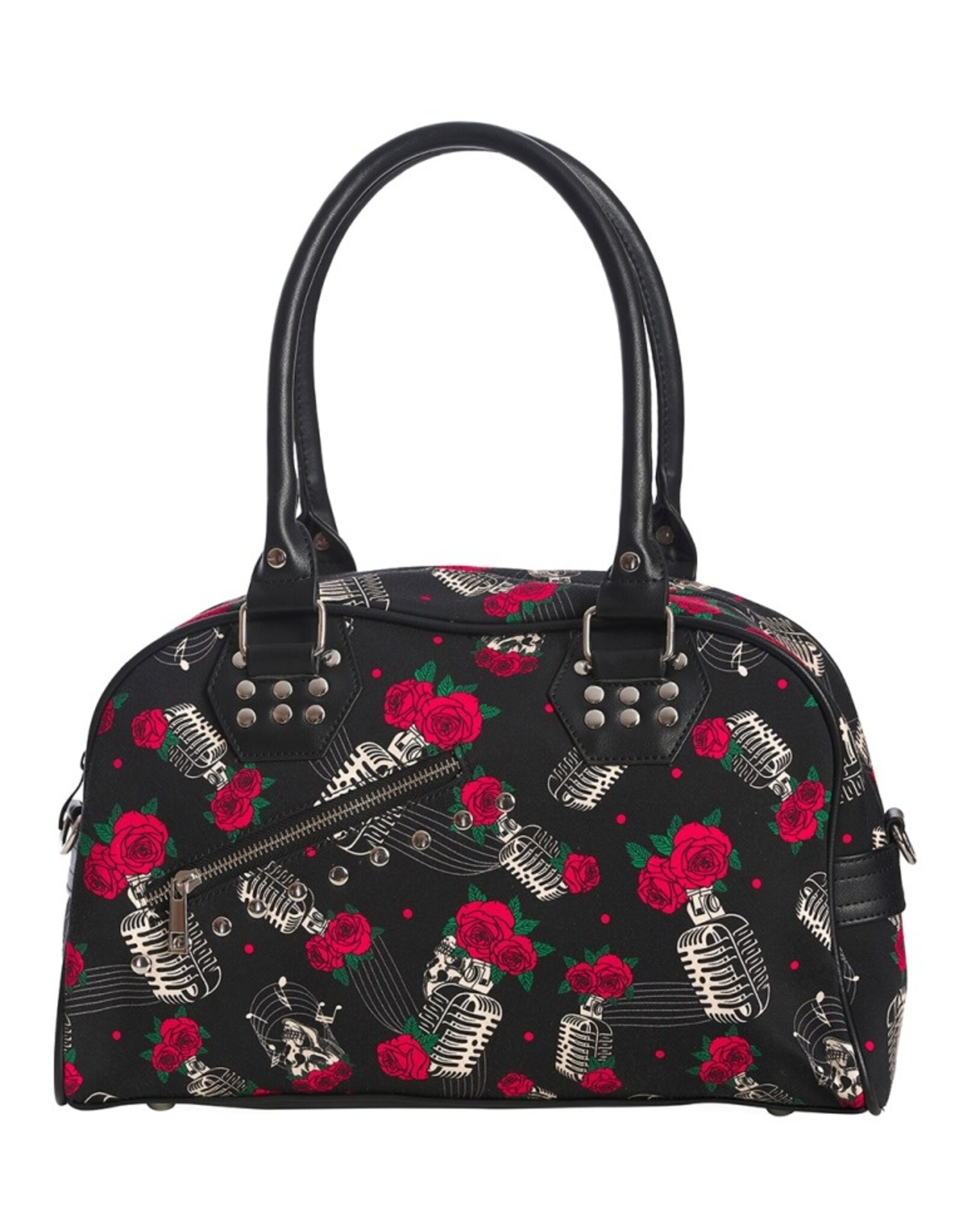 Banned Gothic bags Steampunk bags - Nashville Skulls&Roses Printed Studded Canvas Bowling bag