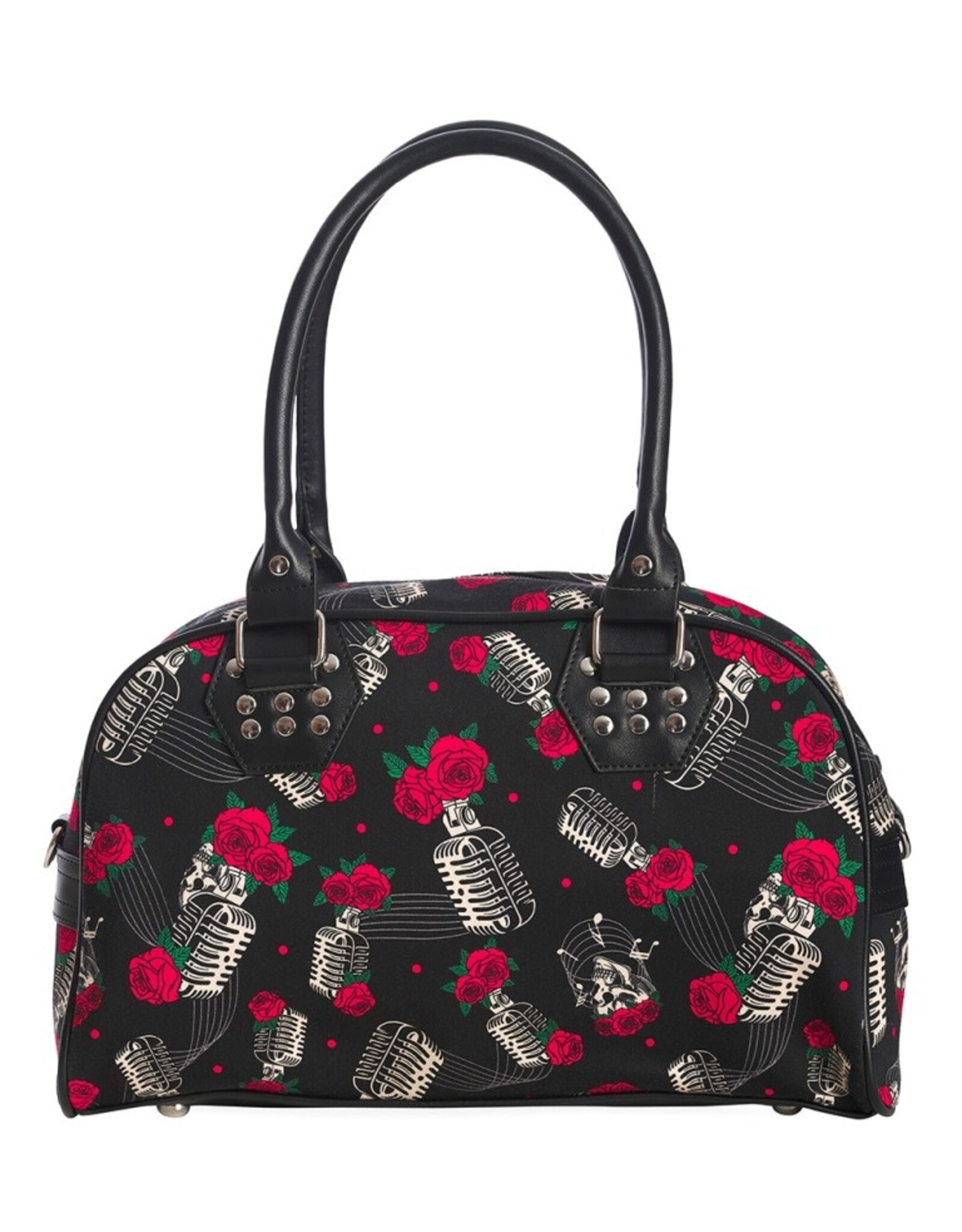 Banned Gothic bags Steampunk bags - Nashville Skulls&Roses Printed Studded Canvas Bowling bag