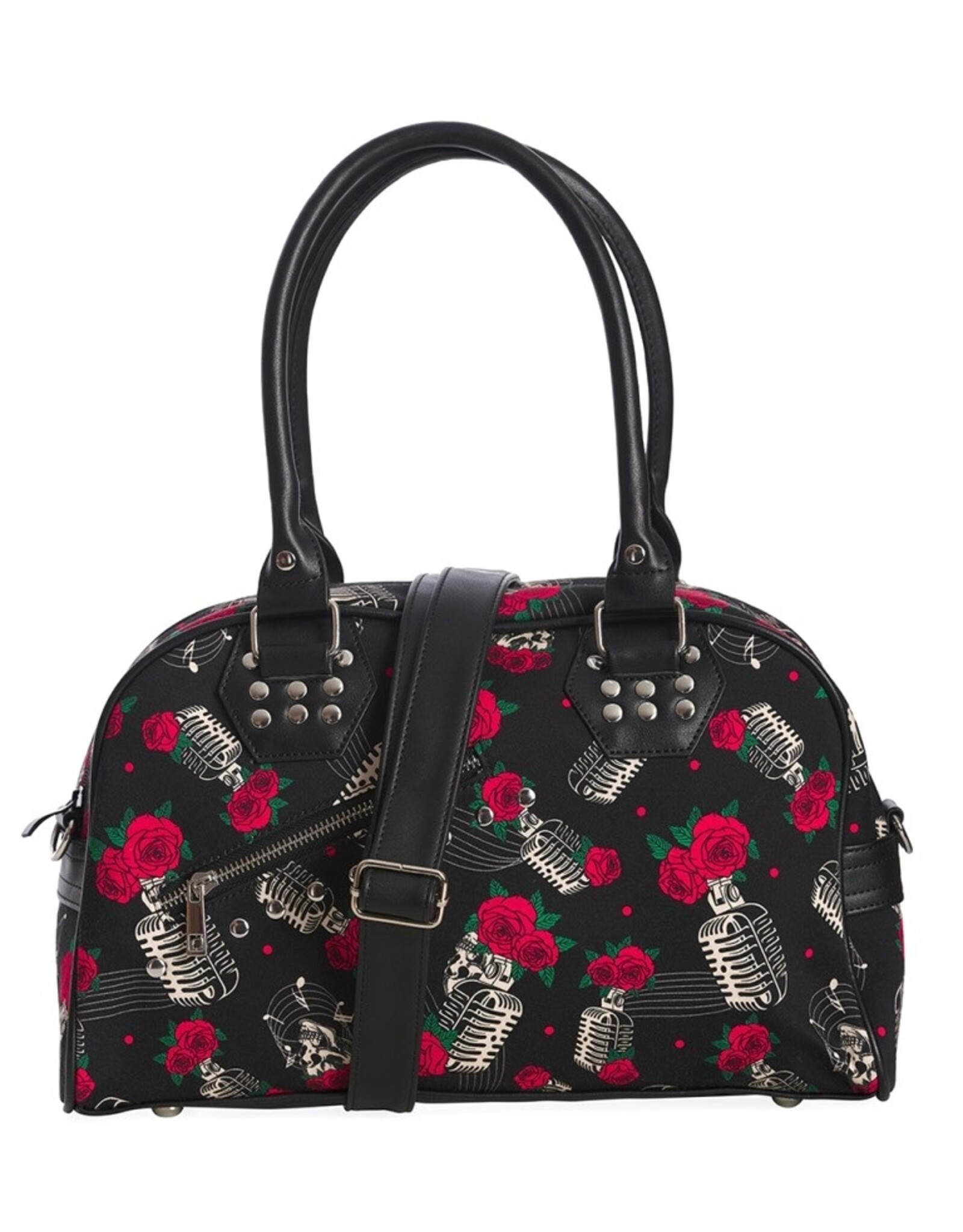 Banned Gothic bags Steampunk bags - Nashville Skulls&Roses Printed Studded Canvas Bowling bag