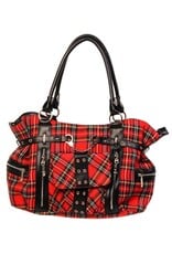 Banned Gothic bags Steampunk bags - Banned Rise Up Tartan Punk Handbag red