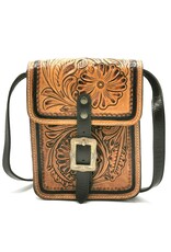 Trukado Leather Shoulder bags  leather crossbody bags - Leather shoulder bag hardformed with Floral embossing and buckle
