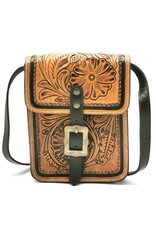 Trukado Leren schodertassen Leren crossbody tassen - Leren schoudertas hardgevormd met Bloemen reliëf en gesp