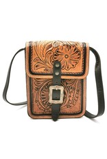 Trukado Leren schodertassen Leren crossbody tassen - Leren schoudertas hardgevormd met Bloemen reliëf en gesp