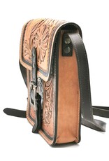 Trukado Leather Shoulder bags  leather crossbody bags - Leather shoulder bag hardformed with Floral embossing and buckle