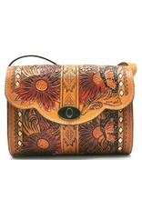 Trukado Leather bags - Leather shoulder bag with authentic flower-butterfly relief