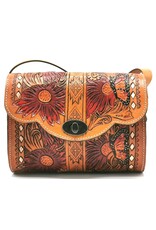 Trukado Leather bags - Leather shoulder bag with authentic flower-butterfly relief