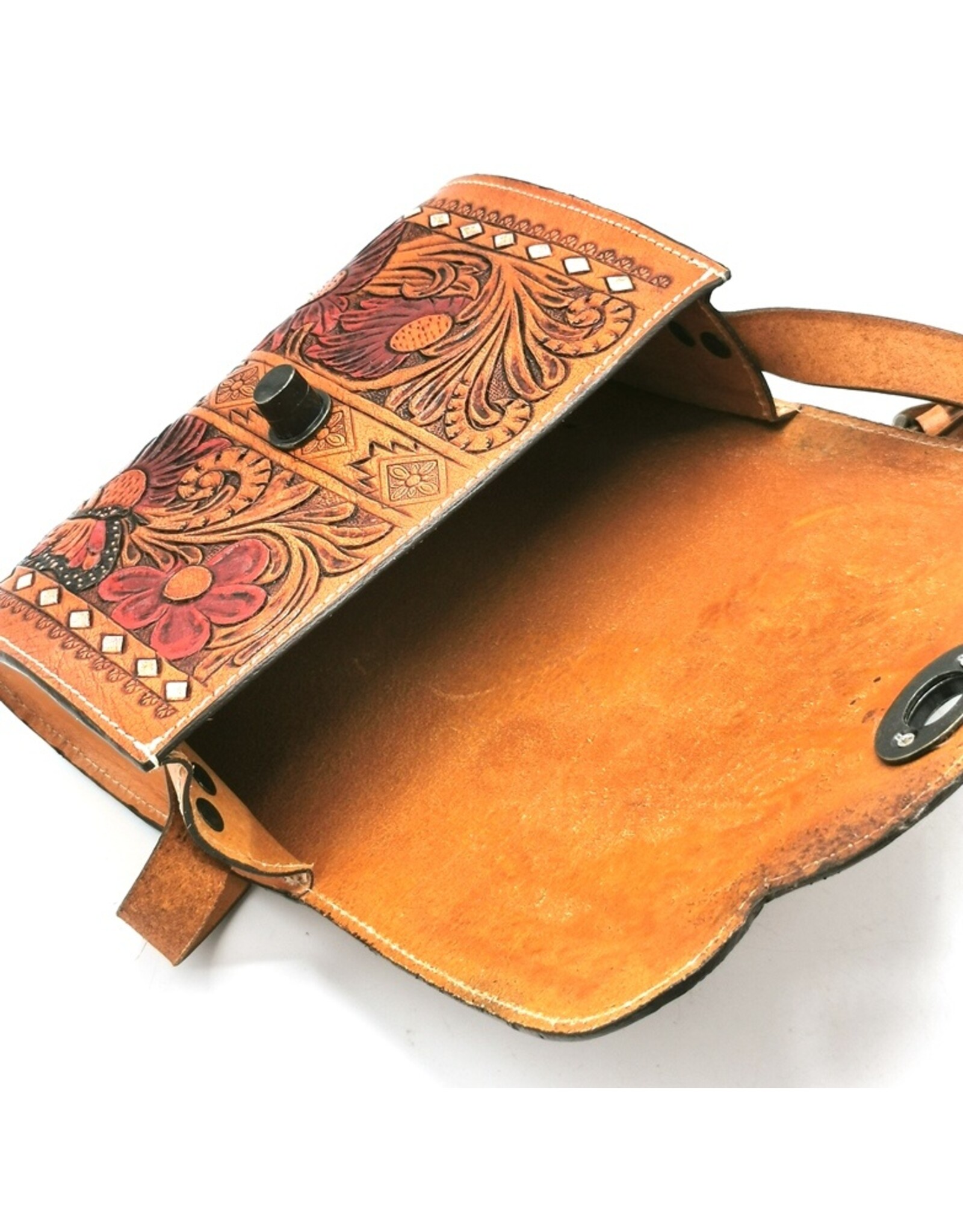 Trukado Leather bags - Leather shoulder bag with authentic flower-butterfly relief