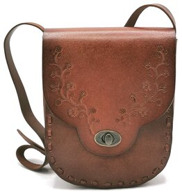 Trukado Leather saddle bag with floral embossing and twist closure