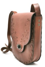 Trukado Leather bags - Leather saddle bag with floral embossing and twist closure