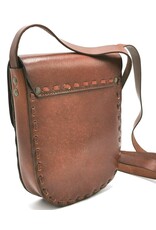 Trukado Leather bags - Leather saddle bag with floral embossing and twist closure