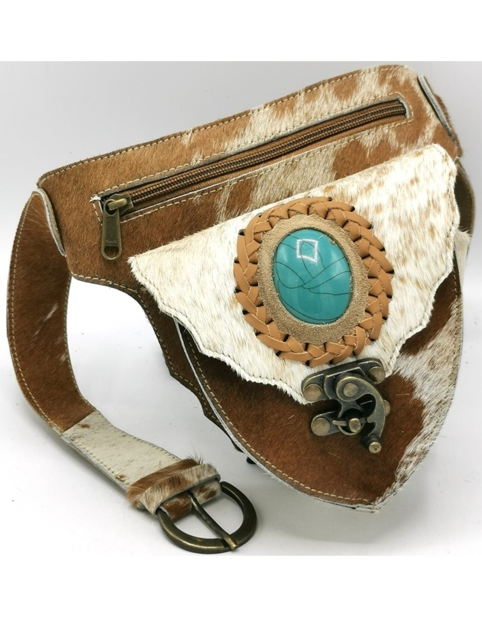 Trukado Leather Festival bags, waist bags and belt bags - Leather waist bag with cowhide Festival bag Ibiza Style