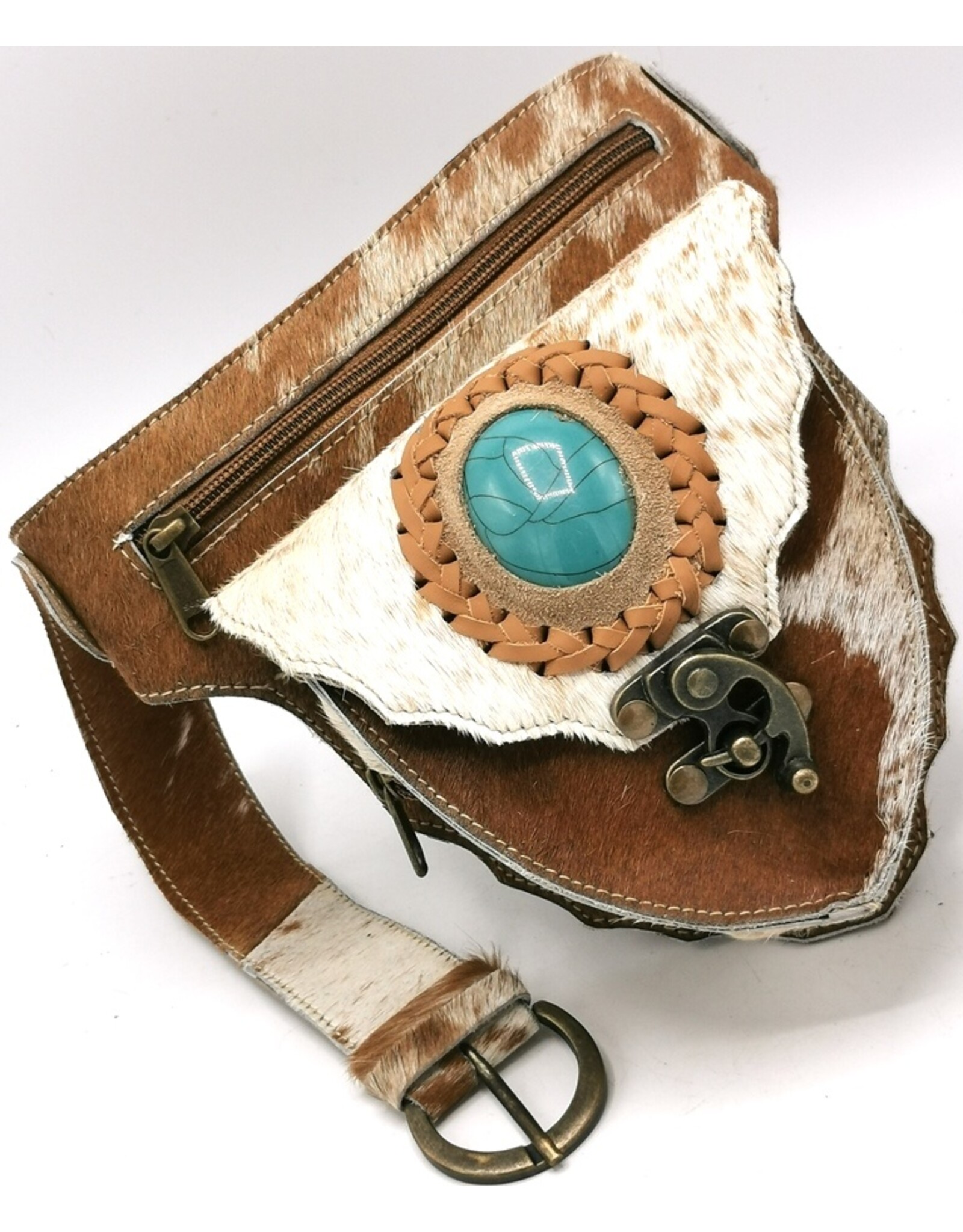 Trukado Leather Festival bags, waist bags and belt bags - Leather waist bag with cowhide Festival bag Ibiza Style