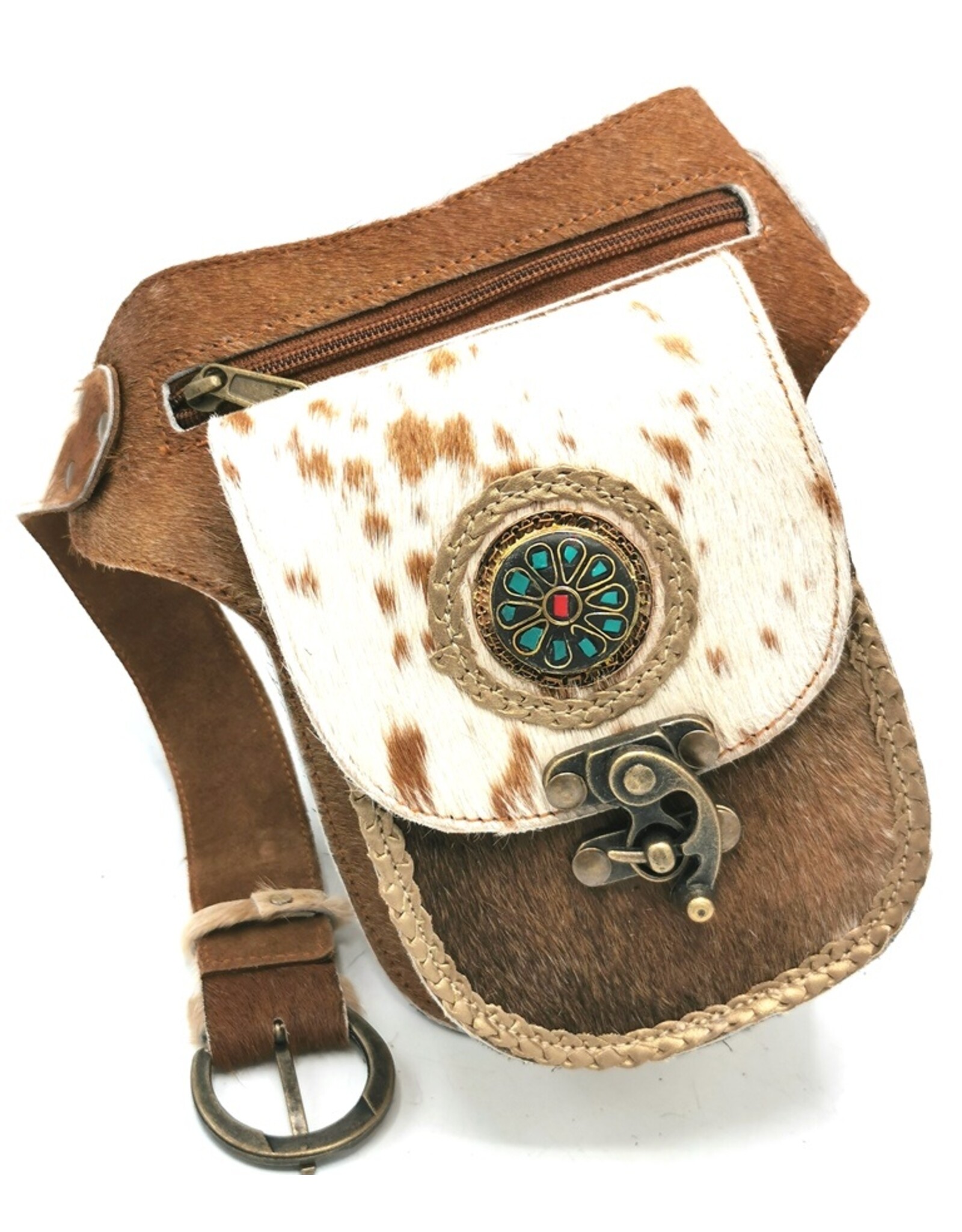 Trukado Leather Festival bags, waist bags and belt bags - Cowhide Hipbag with Vintage Hook Indian