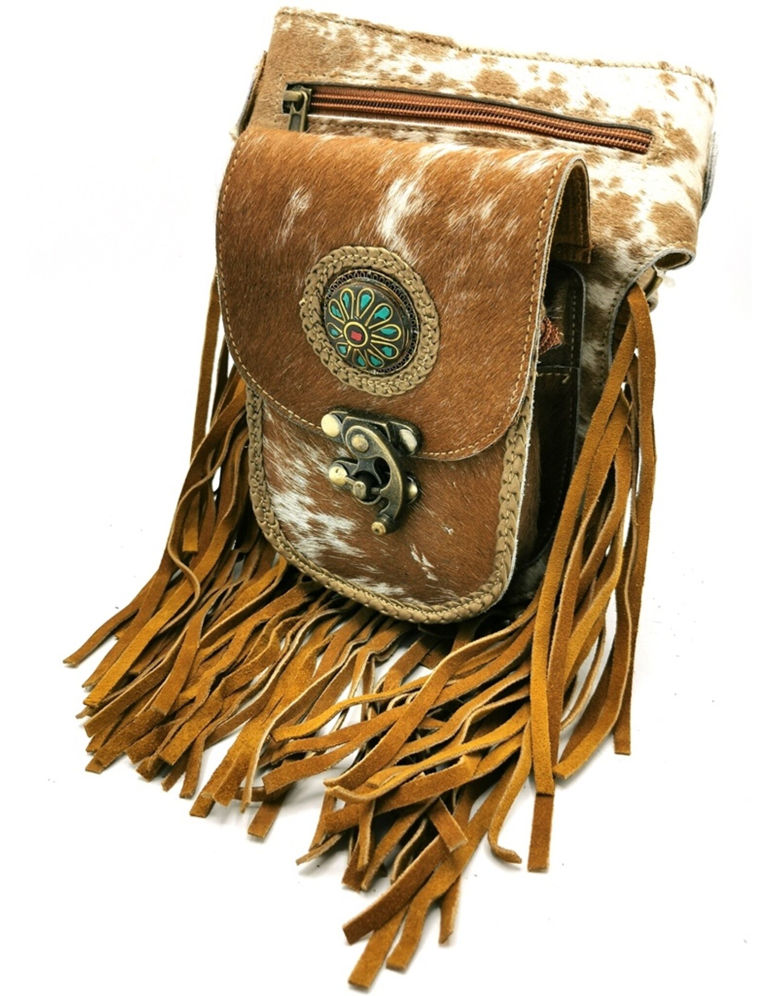 Trukado Leather Festival bags, waist bags and belt bags - Waistbag with Fringes and Cowhide Ibiza Style