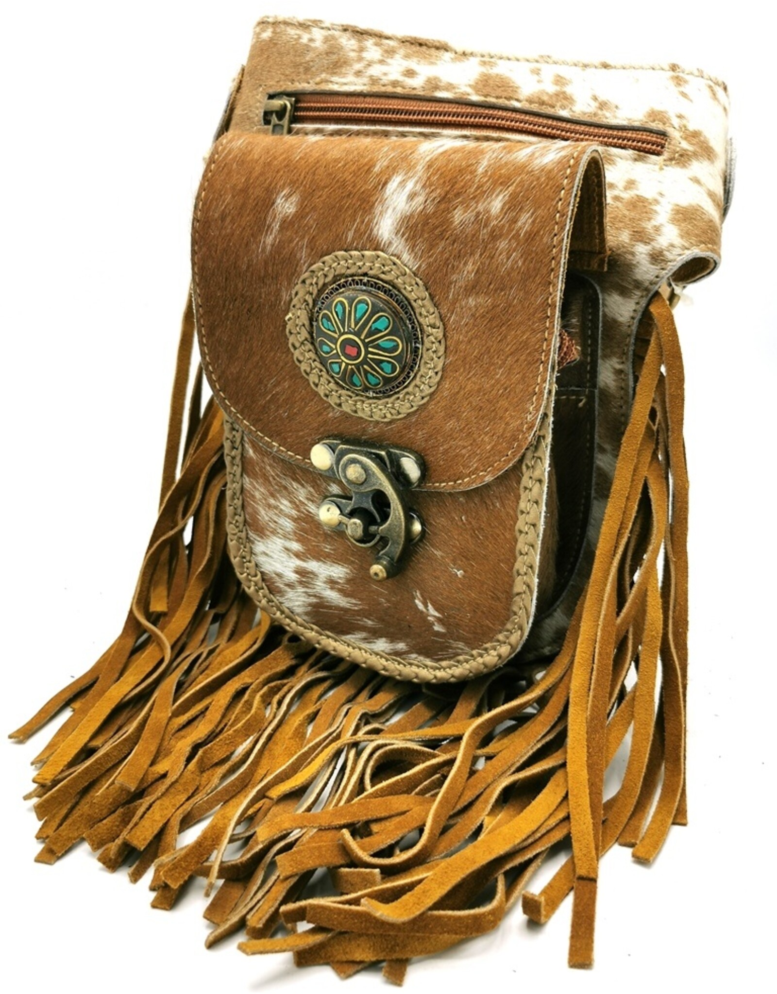 Trukado Leather Festival bags, waist bags and belt bags - Waistbag with Fringes and Cowhide Ibiza Style