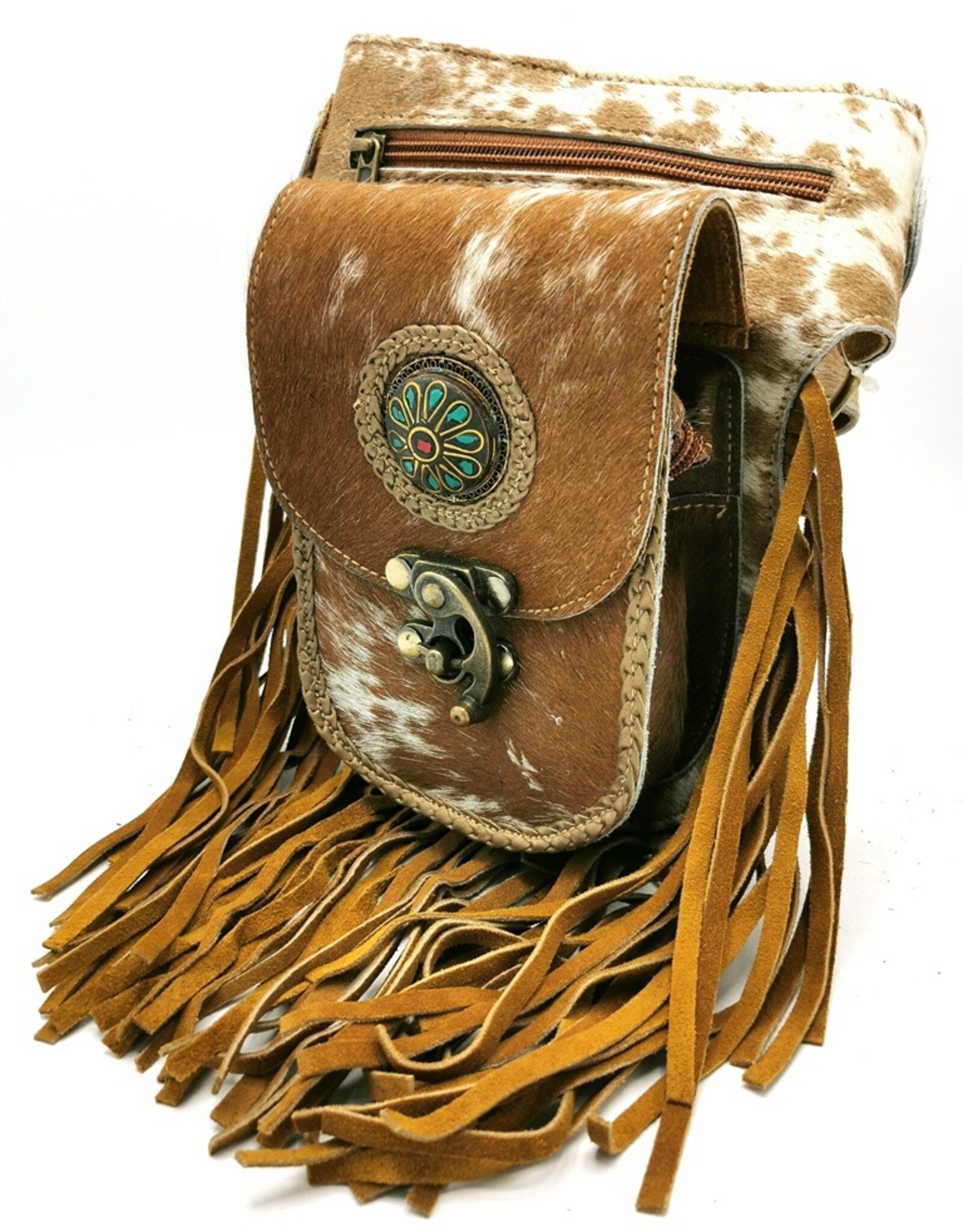Trukado Leather Festival bags, waist bags and belt bags - Waistbag with Fringes and Cowhide Ibiza Style