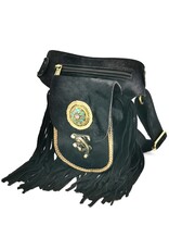 Trukado Small leather bags, cluches and more - Leather Waistbag with Cowhide and Fringes black