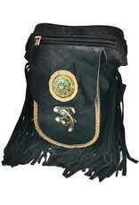 Trukado Small leather bags, cluches and more - Leather Waistbag with Cowhide and Fringes black