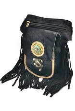 Trukado Small leather bags, cluches and more - Leather Waistbag with Cowhide and Fringes black