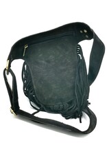Trukado Small leather bags, cluches and more - Leather Waistbag with Cowhide and Fringes black