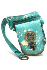 Trukado Leather Festival bags, waist bags and belt bags - Cowhide waist bag with vintage hook Turquoise-Gold Ibiza