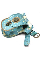 Trukado Leather Festival bags, waist bags and belt bags - Cowhide waist bag with vintage hook Turquoise-Gold Ibiza