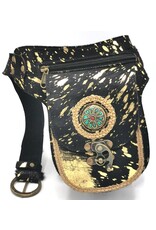 Trukado Leather Festival bags, waist bags and belt bags - Cowhide waist bag Ibiza Black-Gold