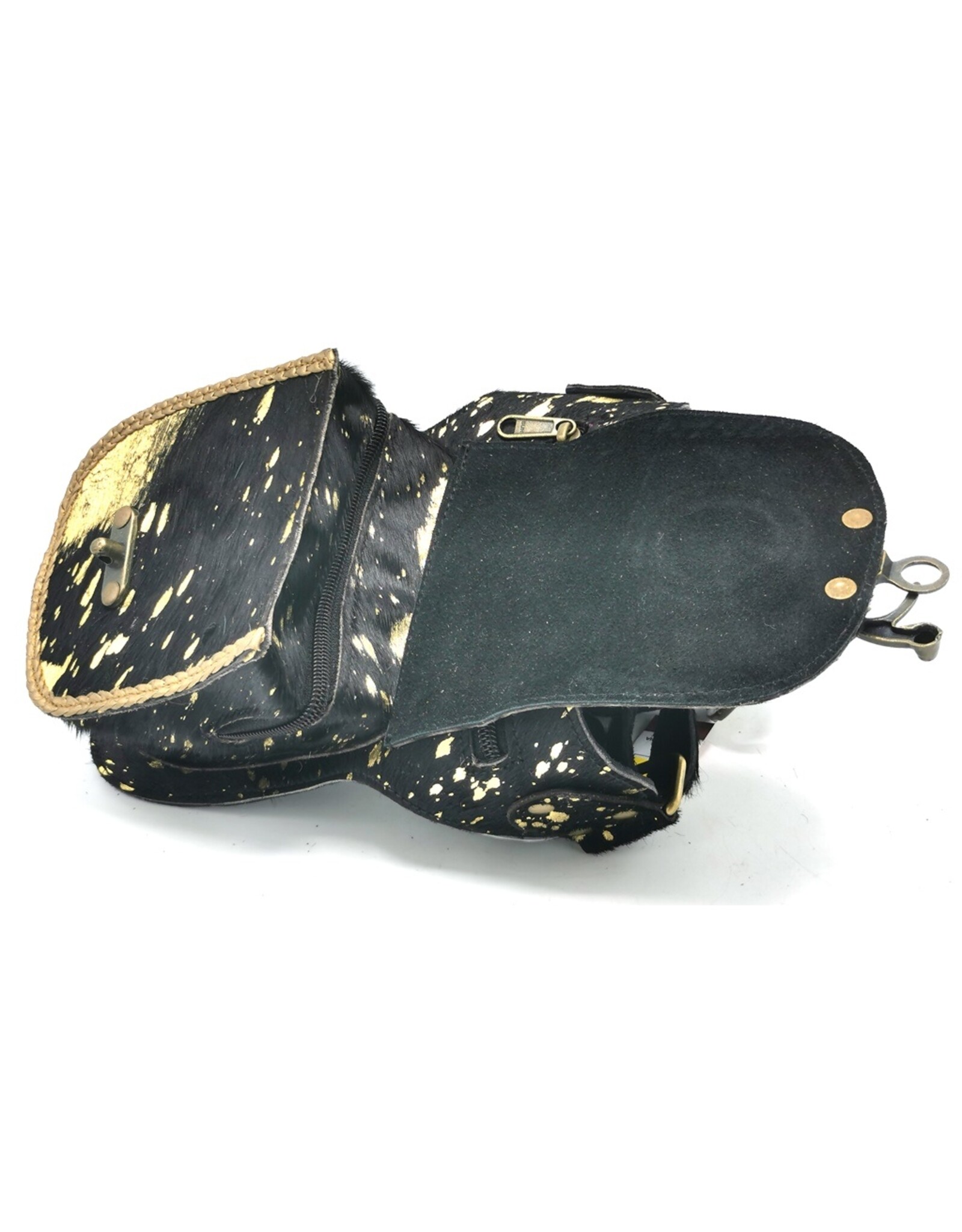 Trukado Leather Festival bags, waist bags and belt bags - Cowhide waist bag Ibiza Black-Gold