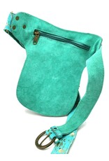 Trukado Leather Festival bags, waist bags and belt bags - Cowhide waist bag with vintage hook Turquoise-Gold Ibiza