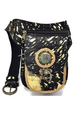 Trukado Leather Festival bags, waist bags and belt bags - Cowhide waist bag Ibiza Black-Gold