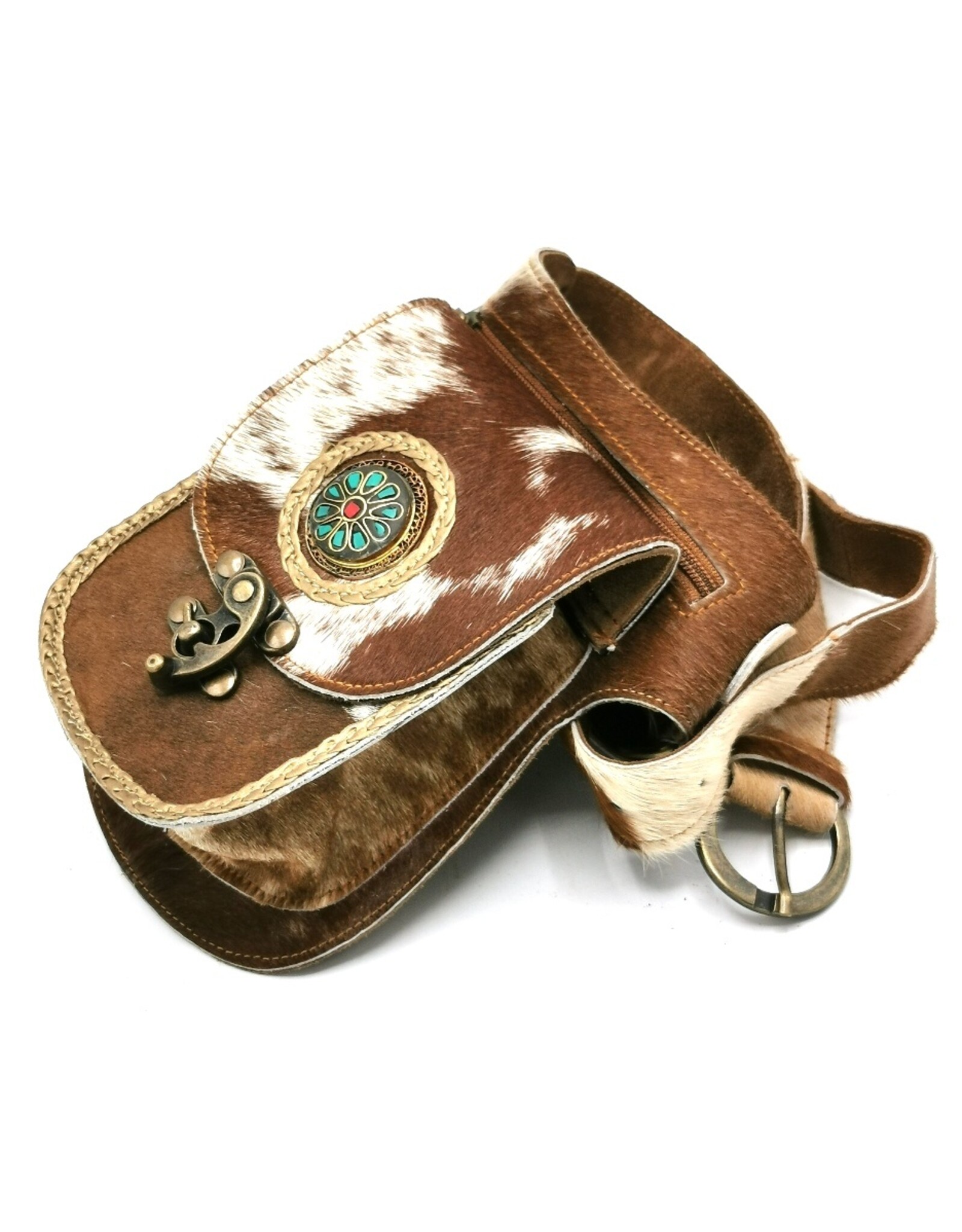 Trukado Leather bags - Cowhide waistbag with hook Ibiza - Festival bag Cowhide