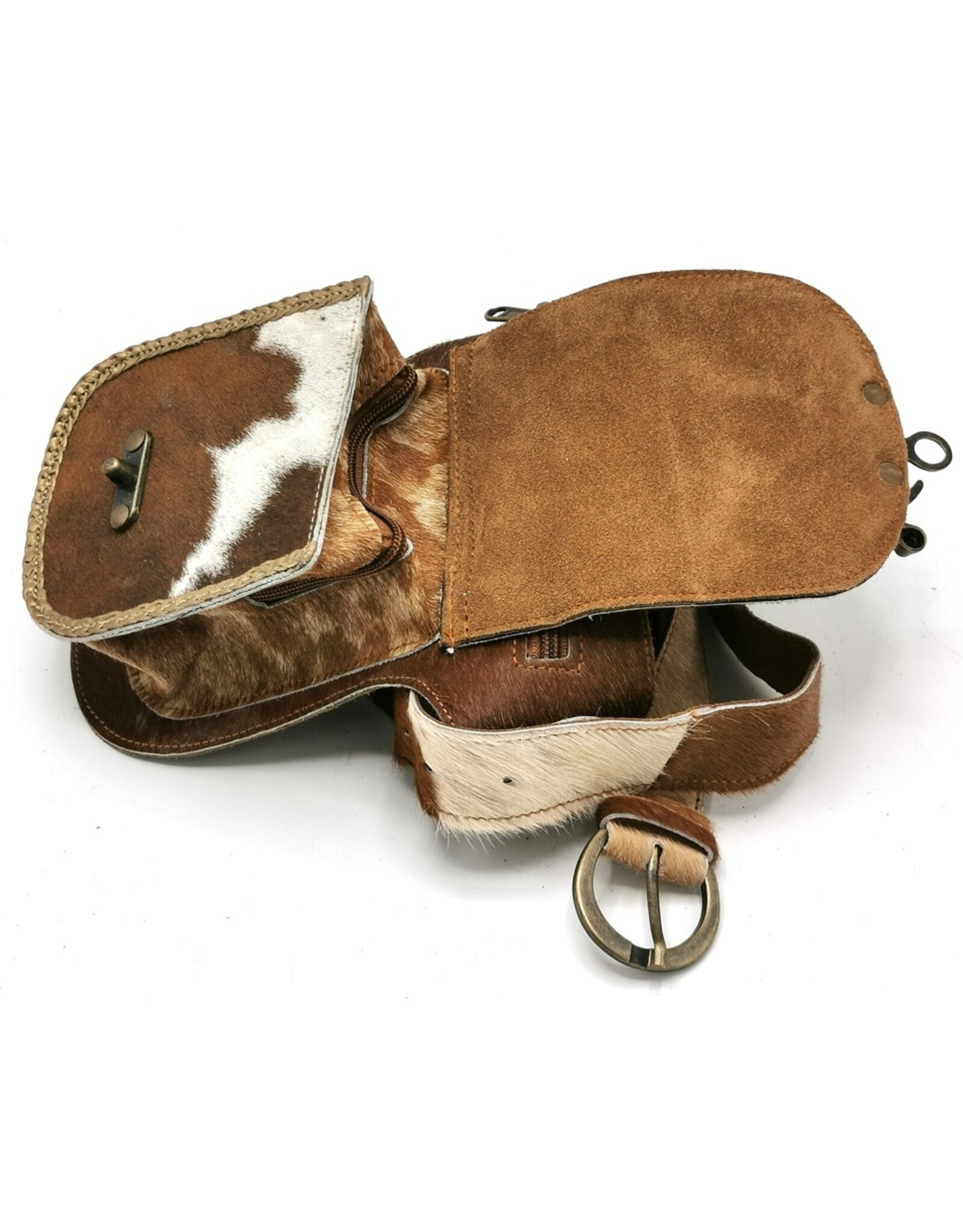 Trukado Leather bags - Cowhide waistbag with hook Ibiza - Festival bag Cowhide