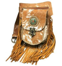 Trukado Cowhide Waistbag with Fringes Ibiza Style (hazelnut)