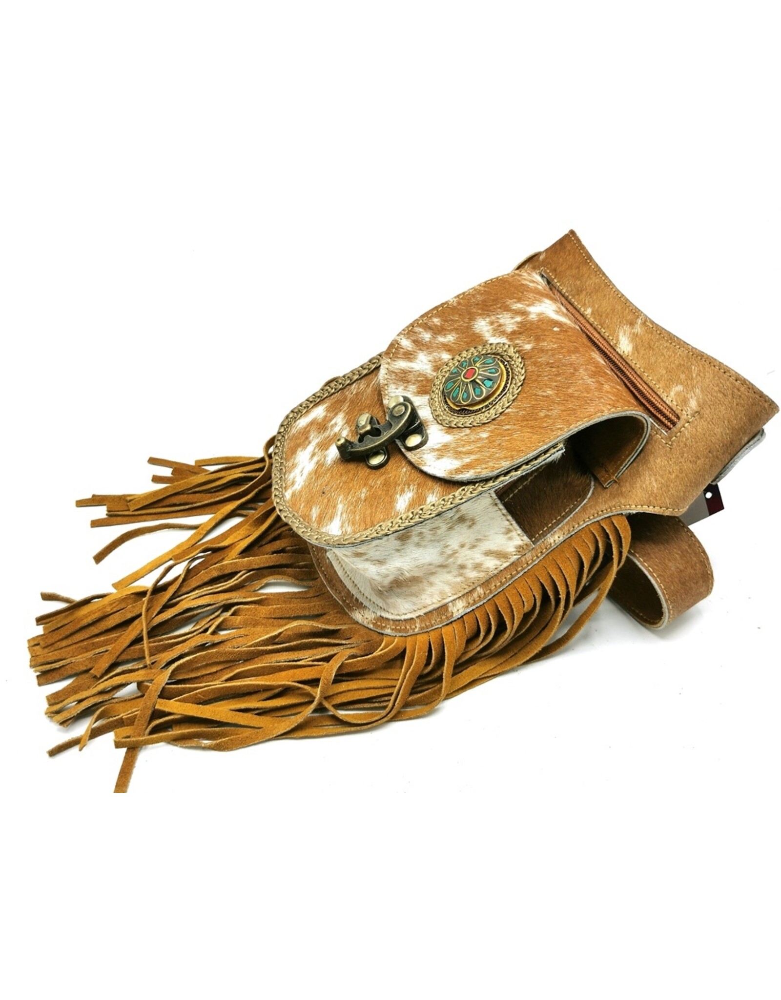 Trukado Leather Festival bags, waist bags and belt bags - Cowhide Waistbag with Fringes Ibiza Style (hazelnut)