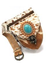 Trukado Leather Festival bags, waist bags and belt bags - Cowhide waist bag with hook and Turquoise stone Ibiza Style